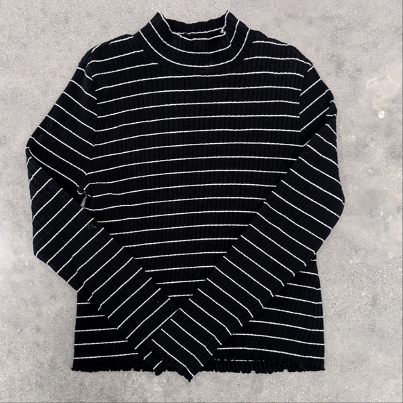 Banana Republic Tops - Banana Republic Black and White Striped Long Sleeve Turtleneck